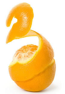 Orange being peeled